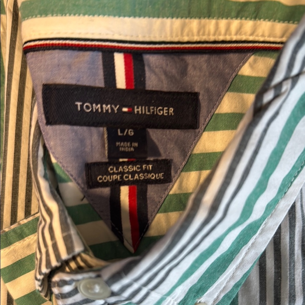 Tommy Hilfiger Green and White Striped Casual Shirt - Picture 10 of 10